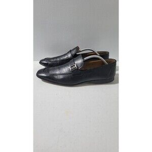 Magnanni "Lino" Black Leather Slip-on Loafers Size 10 M Spain